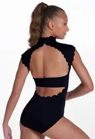 Printed Cap Sleeve Mock Neck Leotard | Balera™