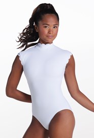 Scallop Trim Mock Neck Leotard