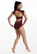 Scallop Trim Mock Neck Leotard
