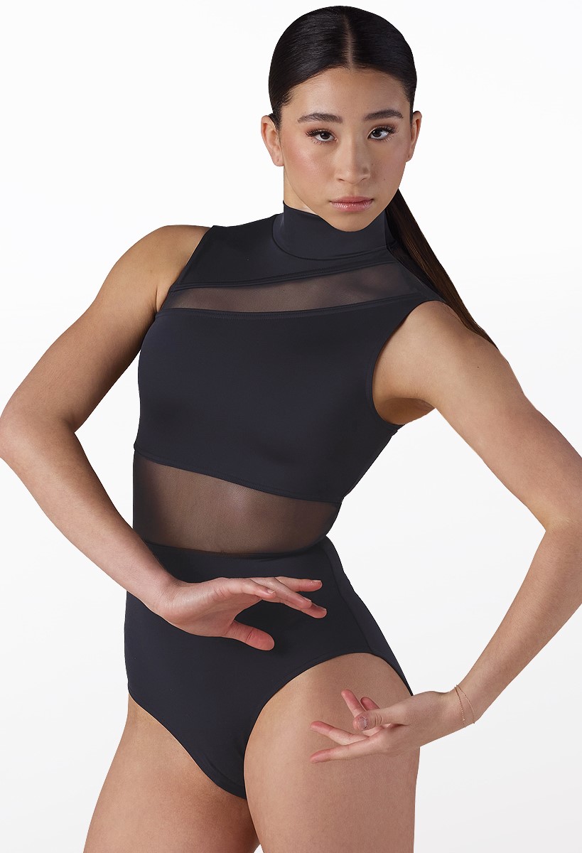 ダンスラム Asymmetric Mesh Inset Dance Leotard | Weissman®
