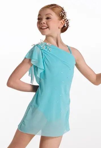 navy blue dress for baby girl Asymmetrical Mesh Drape Dress main image 1