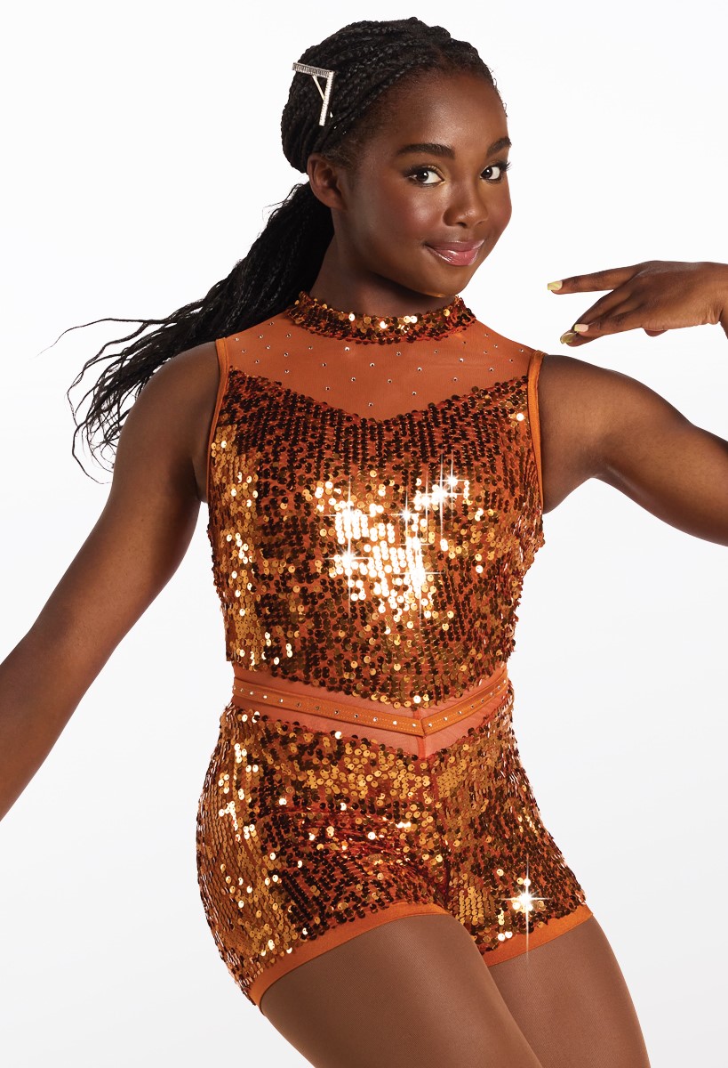 Sequin Asymmetric Illusion Biketard | Weissman®
