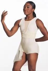 Velvet Leotard with Side Skirt