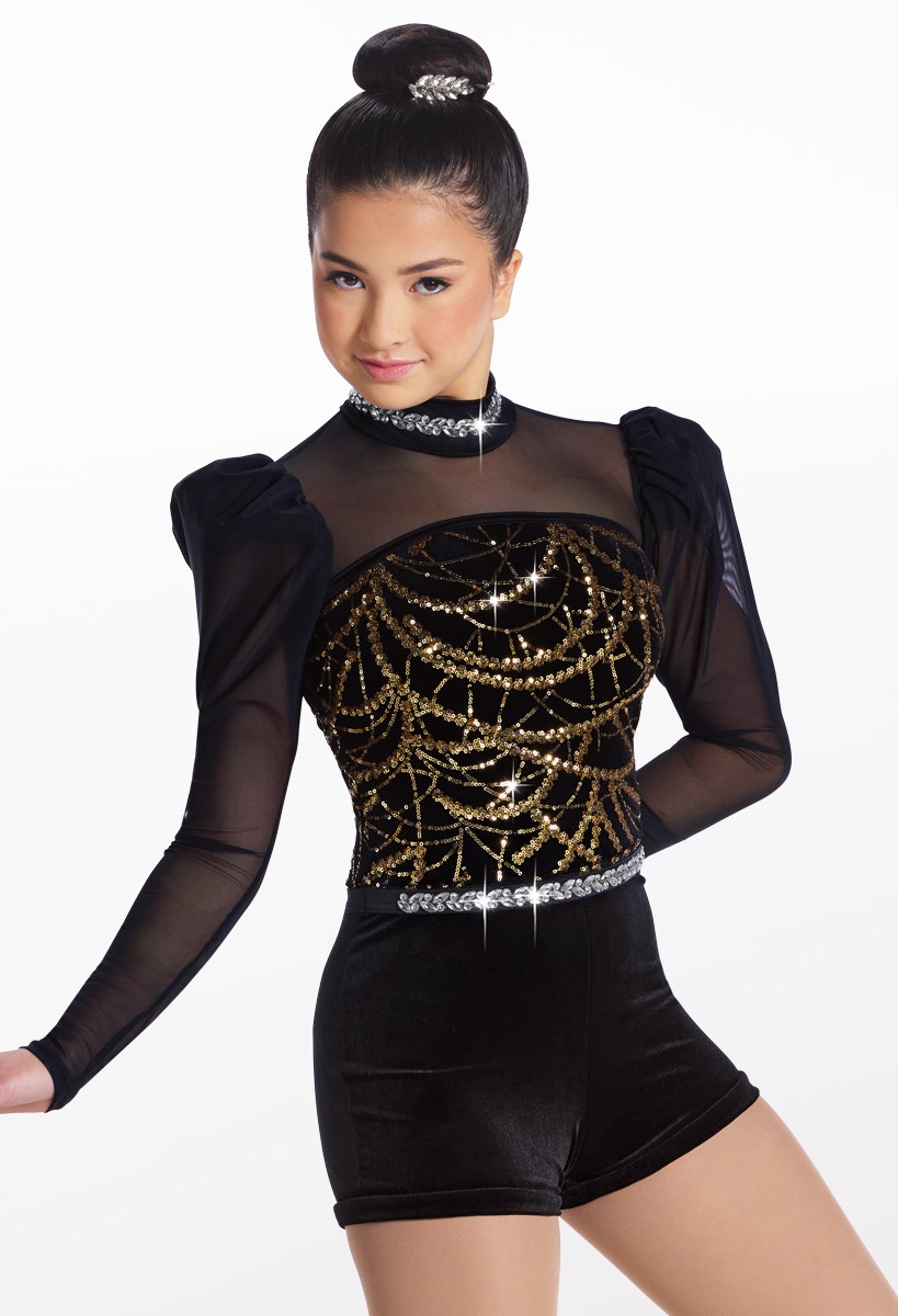Showtime Metallic Velvet Biketard | Weissman®