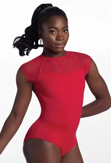 Caged Mesh Neckline Leotard