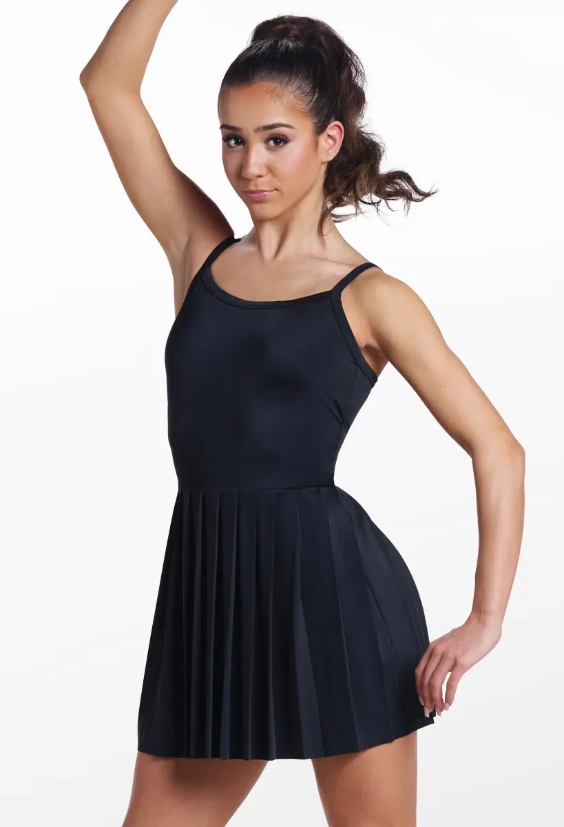 black lyrical dress Black Halter Lyrical Dress with Half Skirt – STRETCH DANCE LTD main image 1