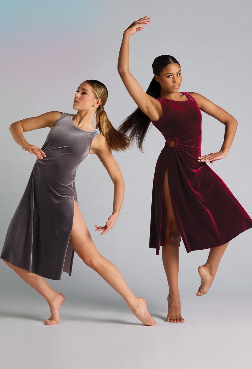 Velvet Dance Dress with Asymmetric Neck | Balera™