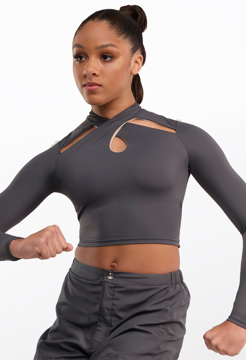 Mock Neck Zip Front Dance Crop Top | Weissman®
