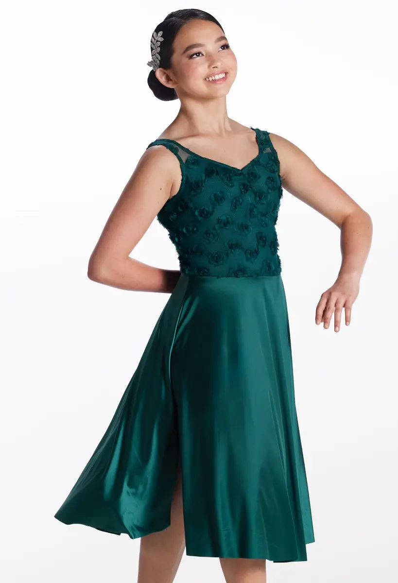 green lyrical dance dress Green Lace Sequin Jazz Dance Outfit Girl Women Halter Neck Velvet Dance  Wear Contemporary Lyrical Dance Wear Competition Performance Stage Costumr  – MiDee Dance Costume main image 1