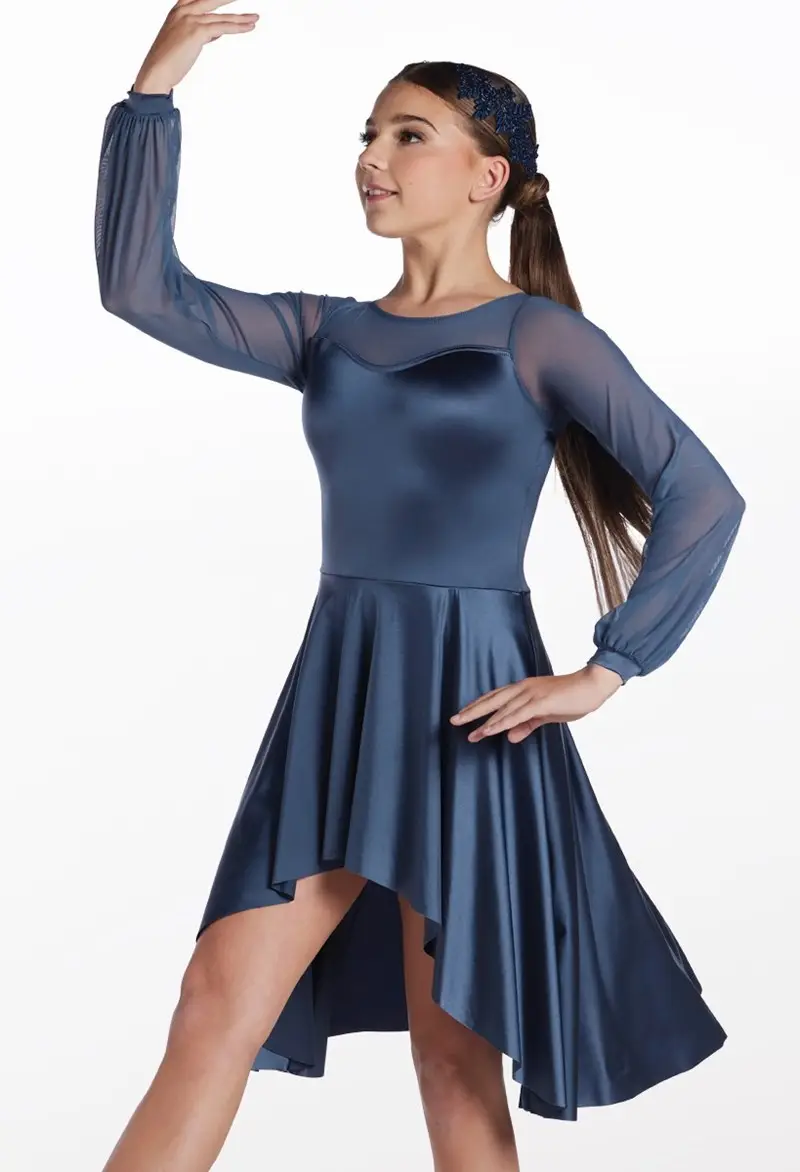 dance mesh dress Mesh Rhinestone Dress