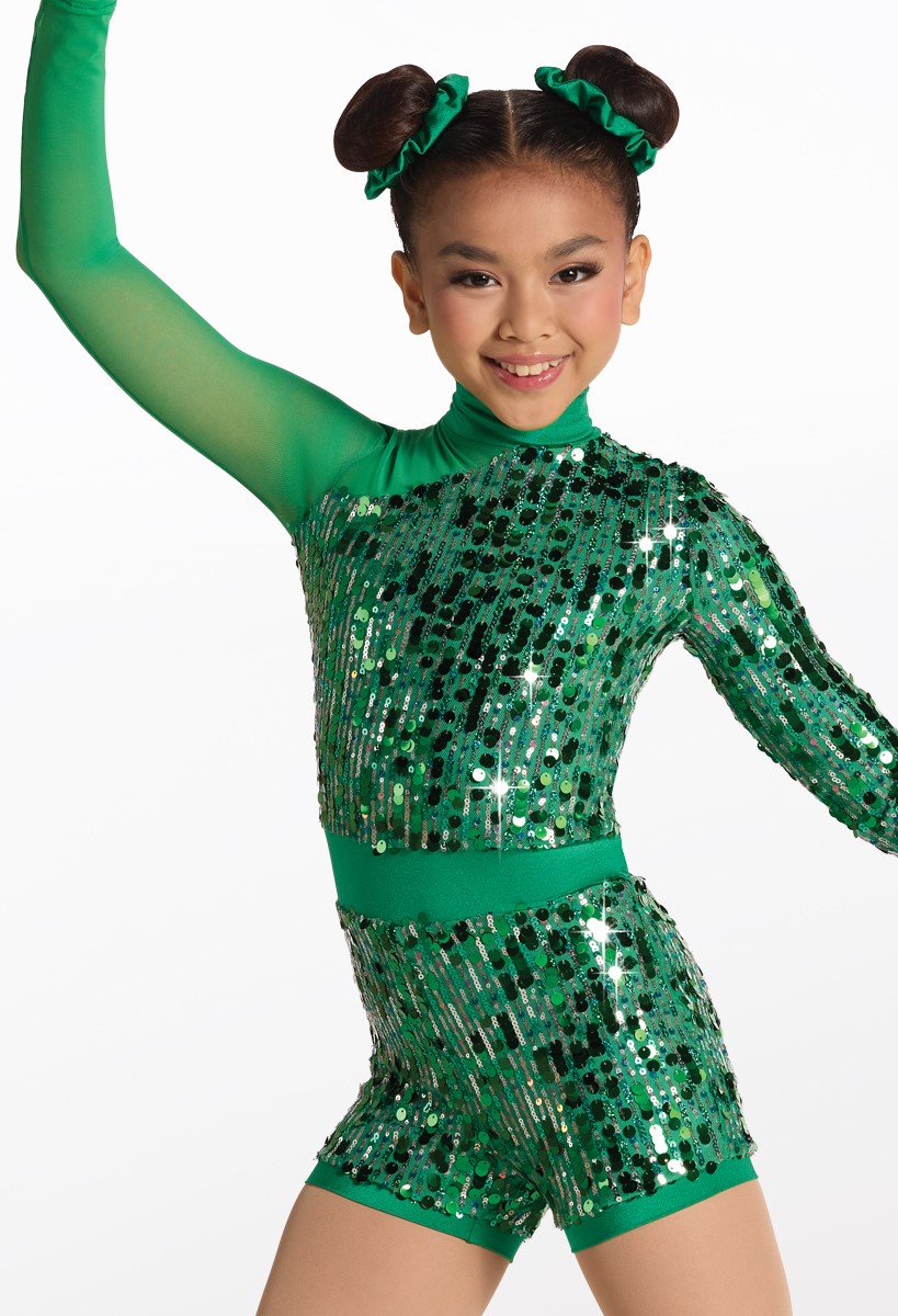 Showtime Asymmetrical Sequin Biketard | Weissman®