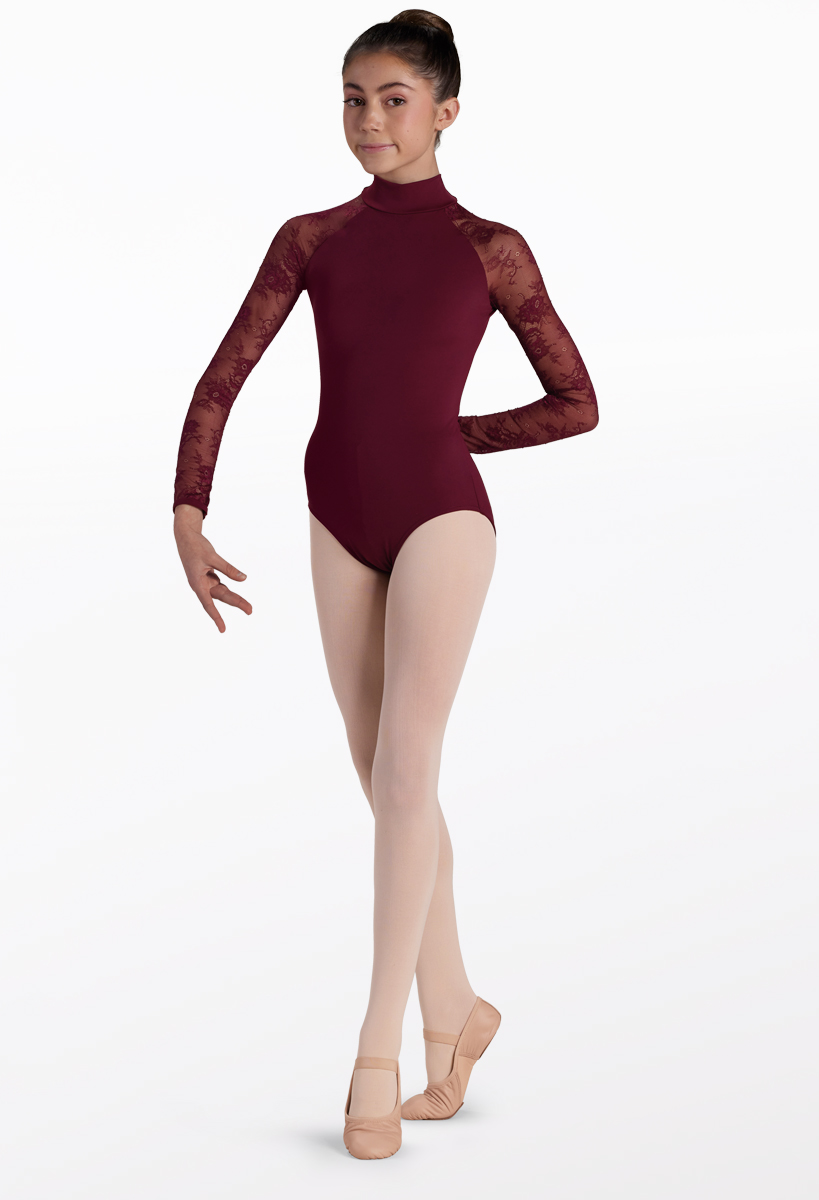 Lace Sleeve Mock Neck Dance Leotard | Weissman®