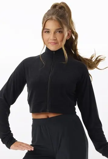 Mini Terry Zip-Up Crop Jacket