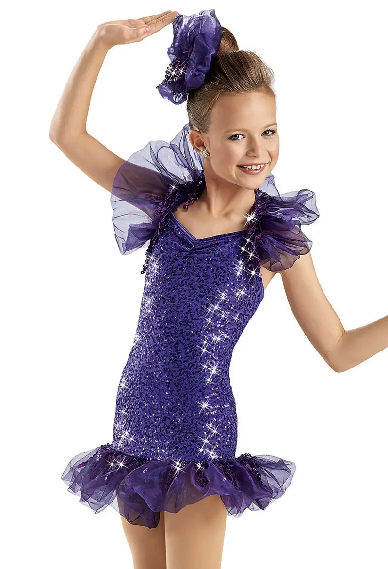 fitted lace wedding dress Elegant Baby Purple Sequin Dresstoddler Birthday Costume Mesh Princess Dress main image 1