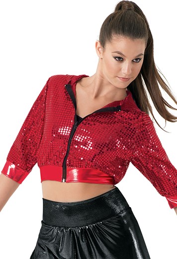Cropped Sequin Hoodie