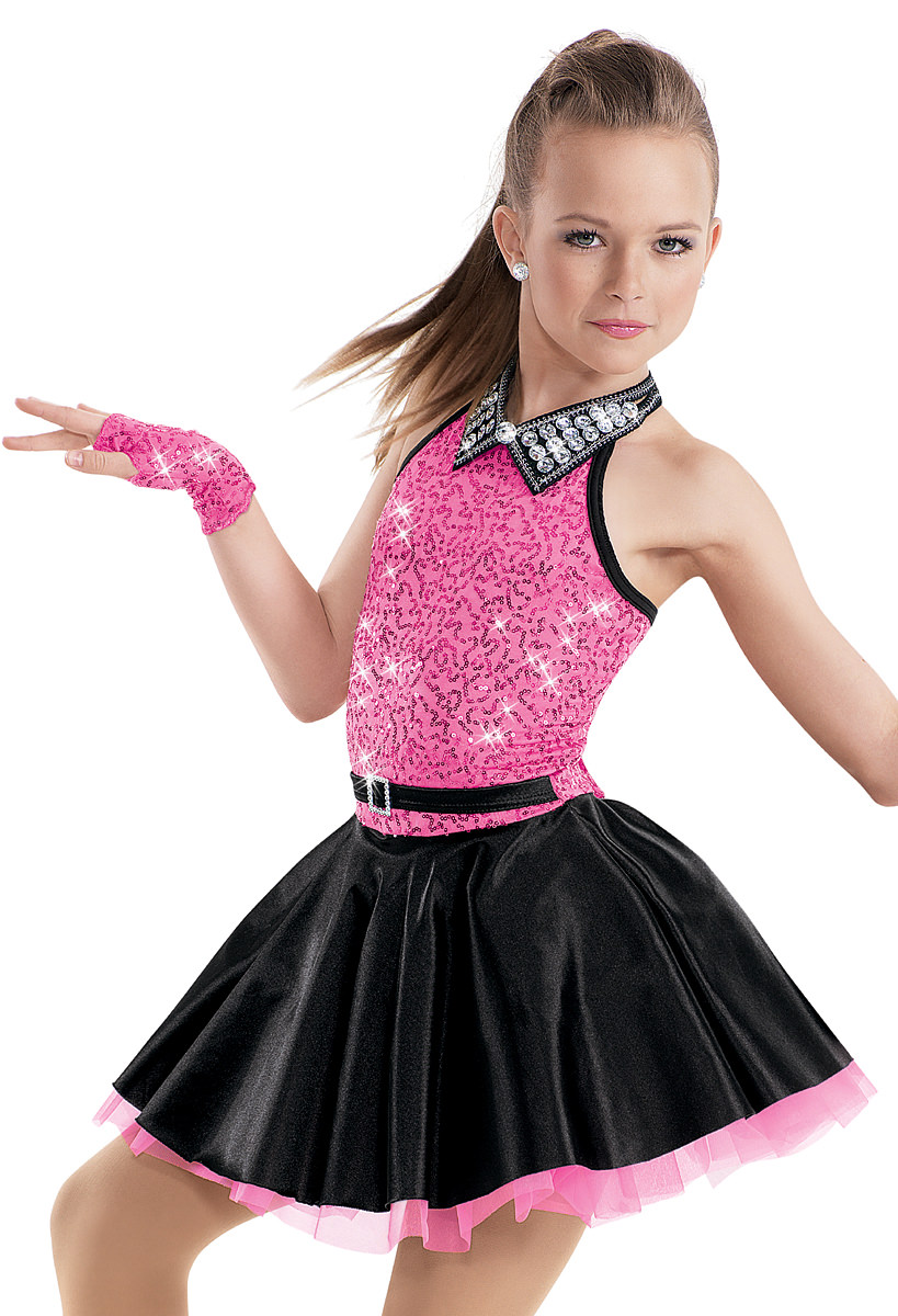 Weissman™ | Sequin Halter Collar Satin Skirt Dress