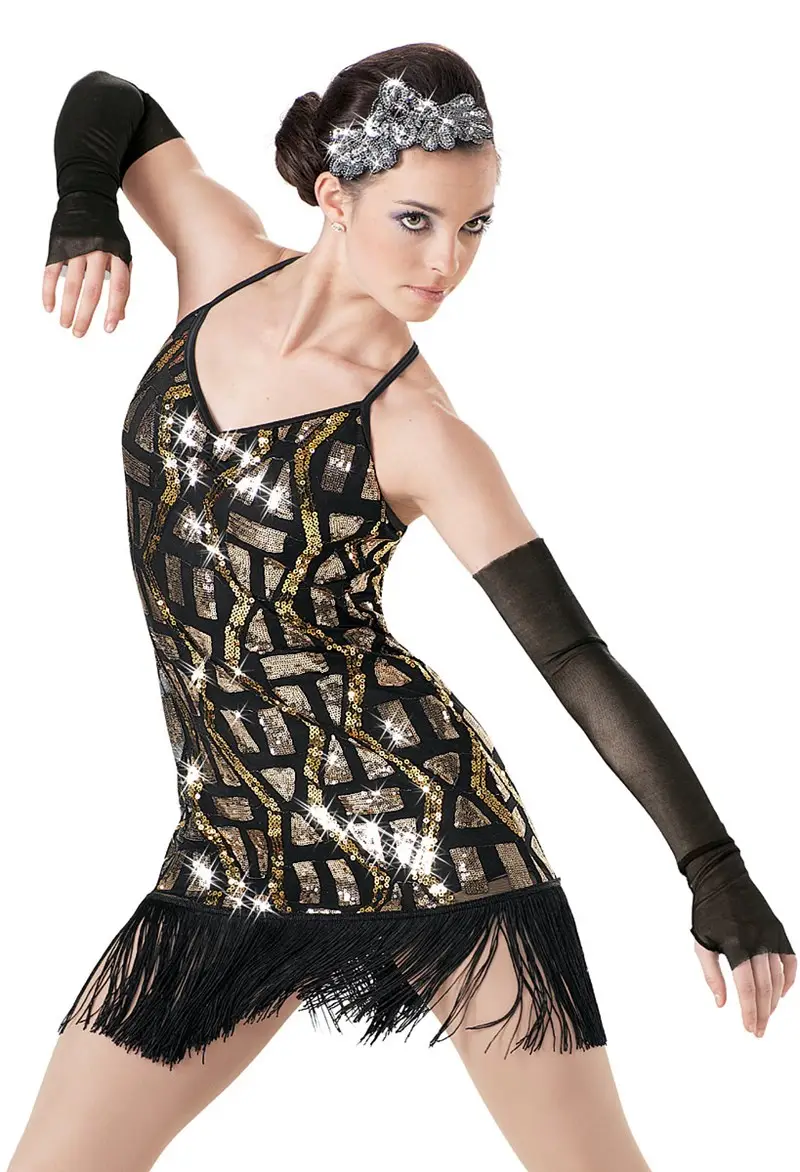 Weissman | Art Deco Sequin Fringe Hem Dress