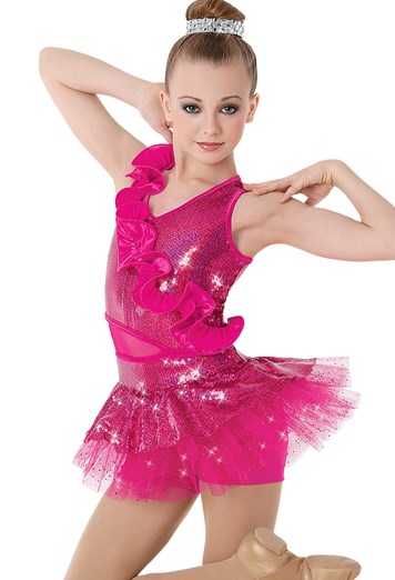 Weissman™ | Satin Ruffle Hologram Mesh Leotard