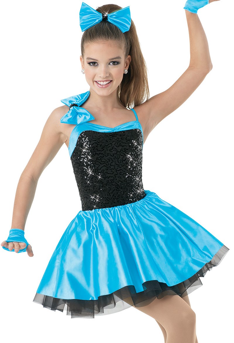 Weissman™ | Sequin & Satin Dress with Shoulder Bow