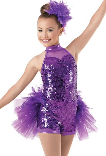 Weissman™ | Sequin Biketard Boa & Glitter Bustle