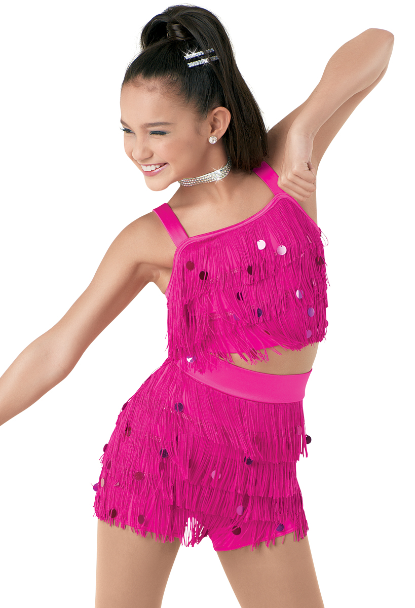 Weissman dance costume fringe 2 piece black Hermann's outlets Boogie 13500 Child MC