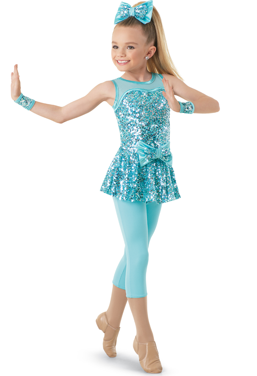 Weissman™ | Sequin Mesh Peplum with Capri Leggings