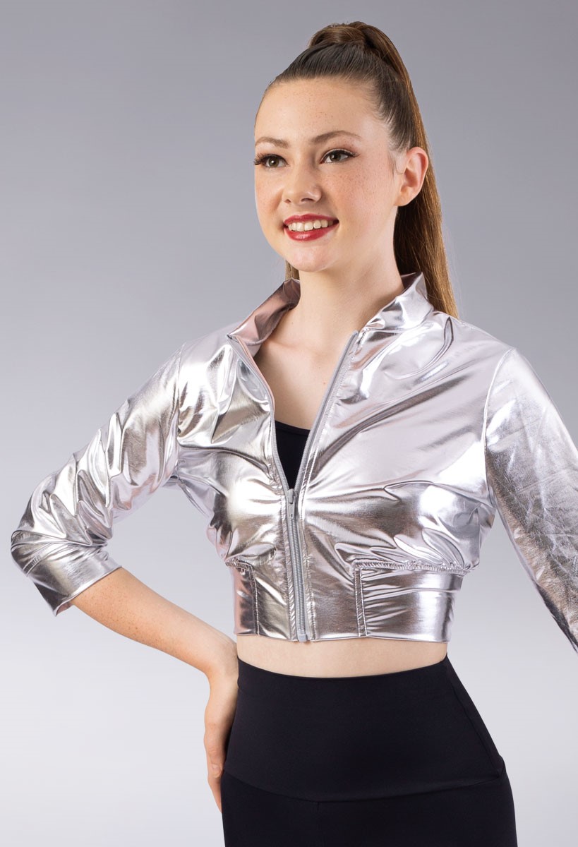 Metallic on sale crop jacket