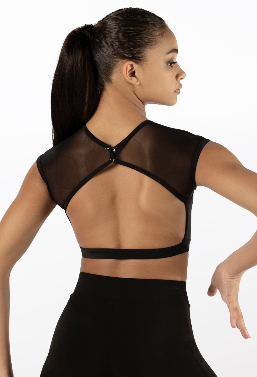 PHEENY⭐︎BASKET MESH RAGLAN SLEEVE Illusion Mesh Cap Sleeve Crop Top | Balera™