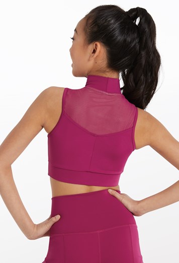 Mock Neck Mesh Crop Top