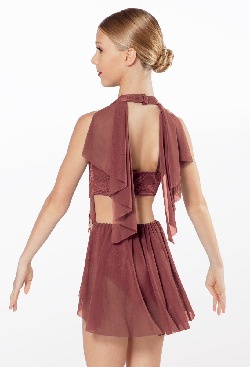 レッスンウェア2849 Lace and Feather Mock Neck Leotard | Weissman®