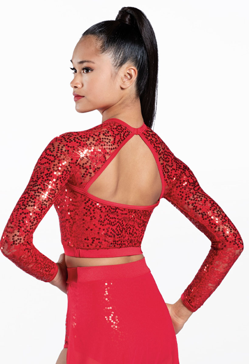Sequin Lace Long Sleeve Dance Top | Weissman®