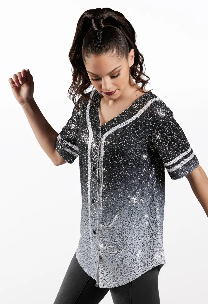 Sequin Short Sleeve Baseball Jersey | Balera™