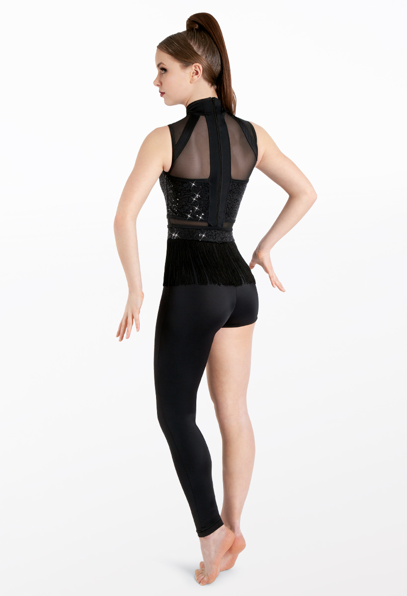 Asymmetrical Sequin Fringe Unitard | Weissman®