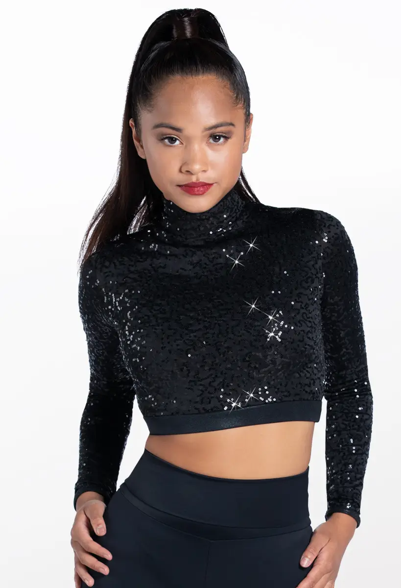 Top En Maille Noir à Paillettes Dorées - Taille L - Occasion Très Bon état - Modèle ZT118
