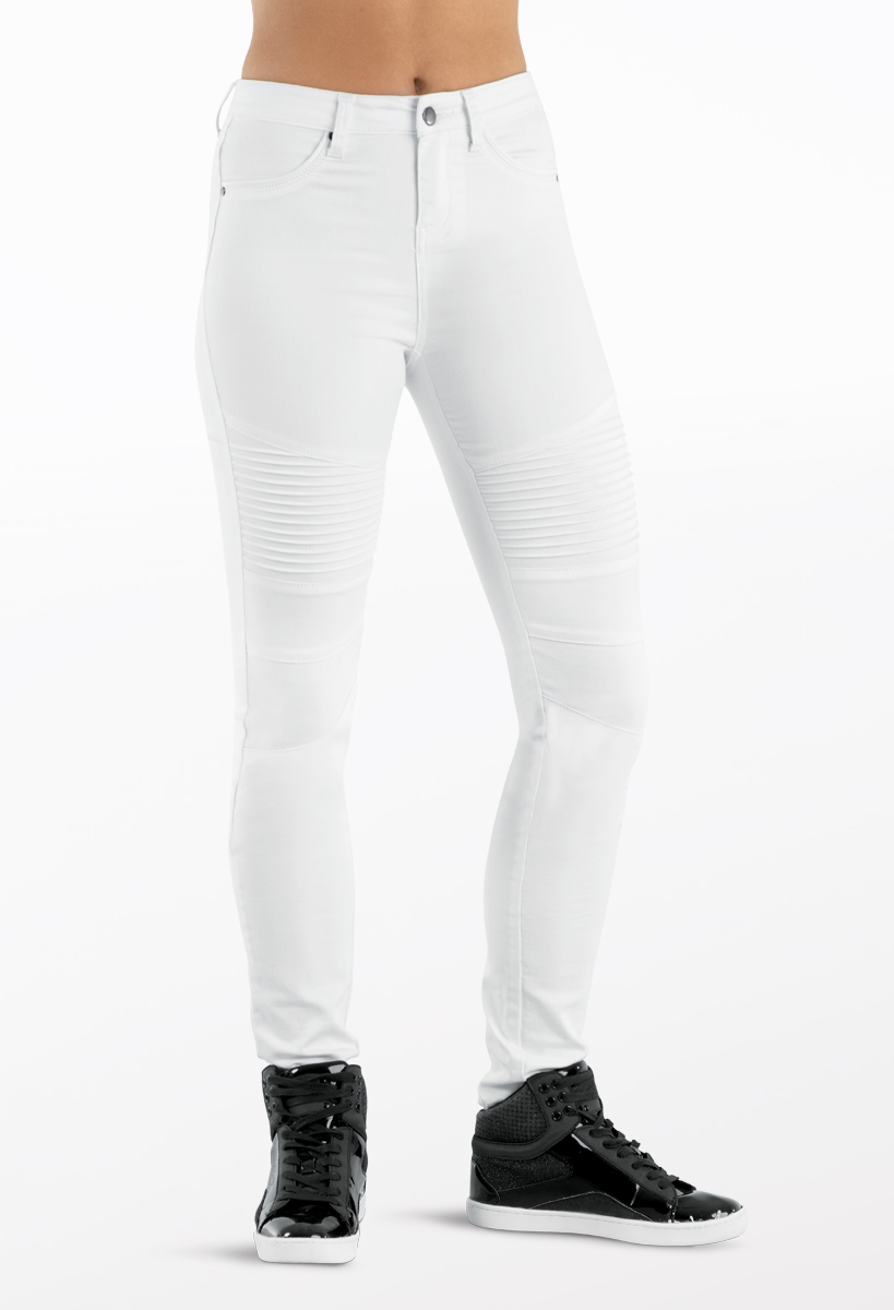 white moto jeggings