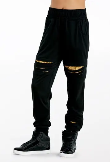 Sequin Slashed Joggers