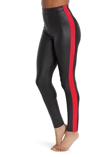 Faux Leather Striped leggings