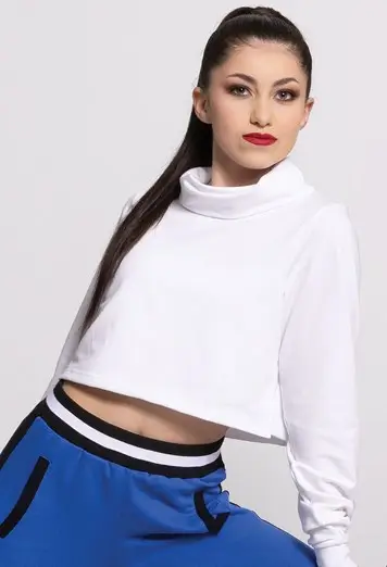 Cowl Neck Mesh Crop Top
