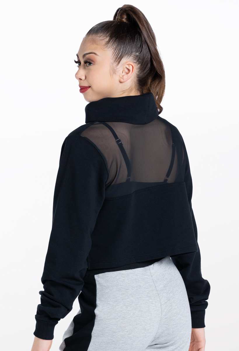 Cowl Neck Mesh Crop Top | Weissman®