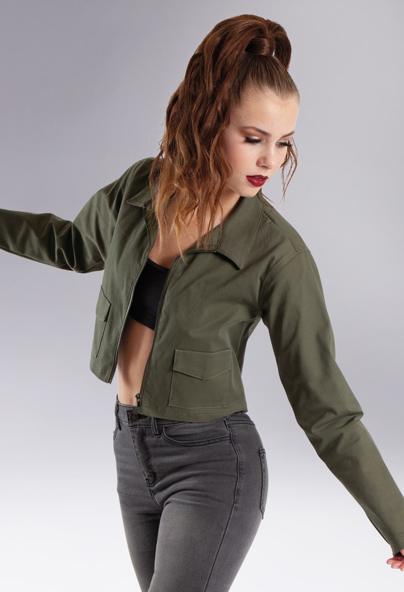 Stretch Twill Cropped Military Jacket