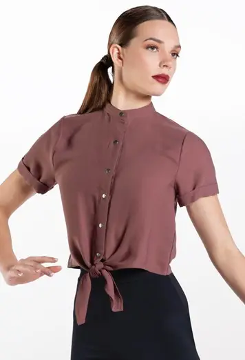 Button Down Tie Front Shirt