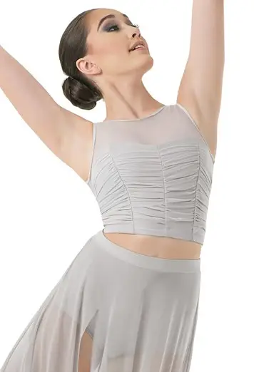 Shirred Mesh Crop Top