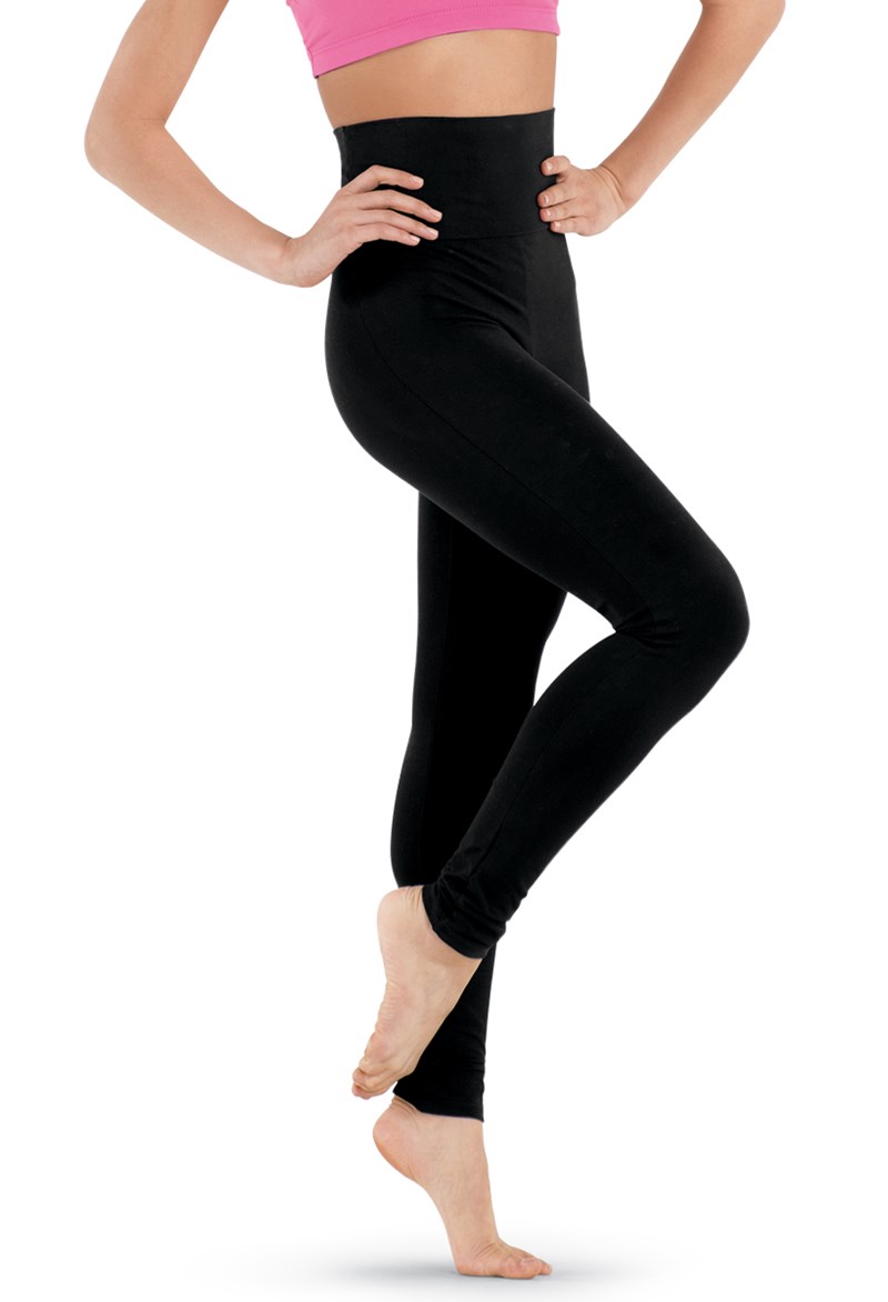 Women High Waist Wide Waistband Out Side Pocket Full Length Yoga Workout  Cotton Leggings