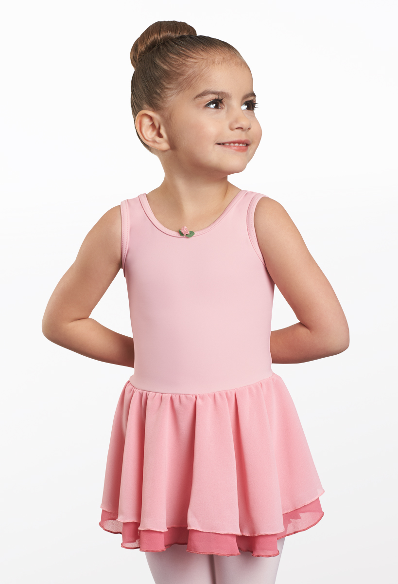 NWT TANK SYLE GIRLS BALLET DANCE DRESS 2 COLORS ROSETTE