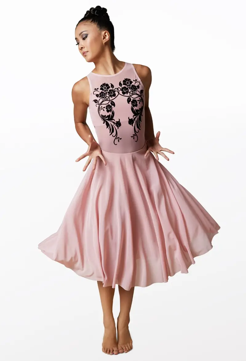 Floral Flocked Midi-Length Mesh Dress | Weissman