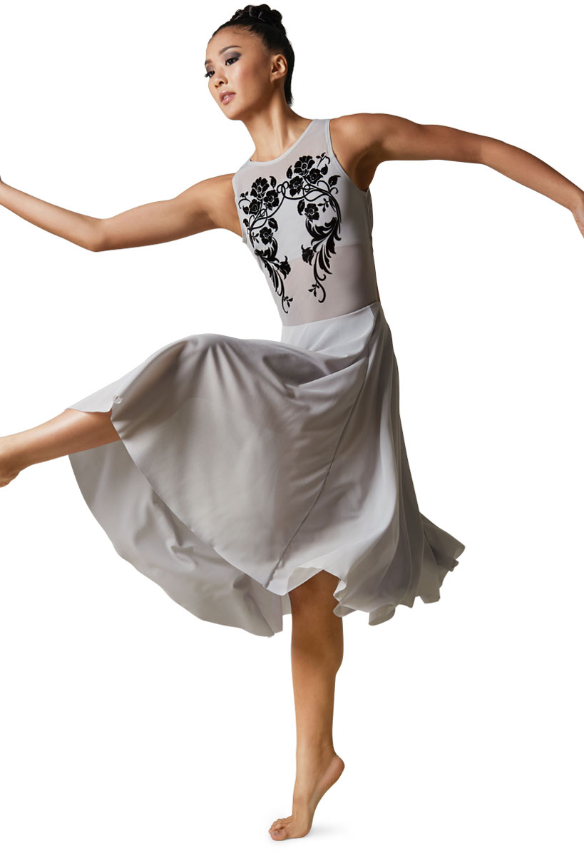 Floral Flocked Midi-Length Mesh Dress | Weissman®
