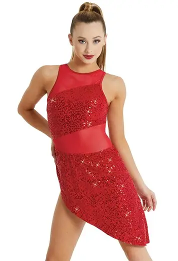 High Neck Sequin Mesh Dress