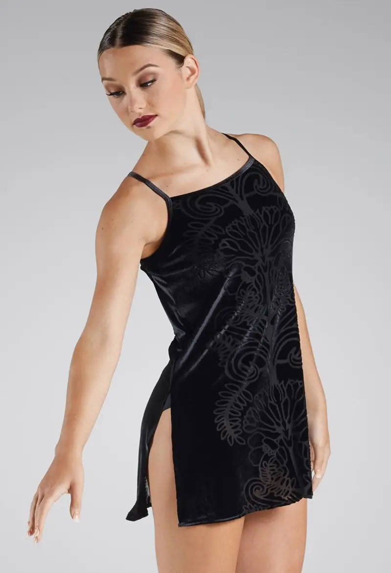 black velvet slip dress Lace Trim Velvet Slip Dress main image 1