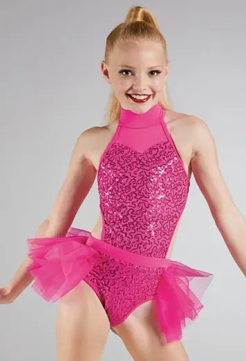 Sequin Cutout Bustle Leotard