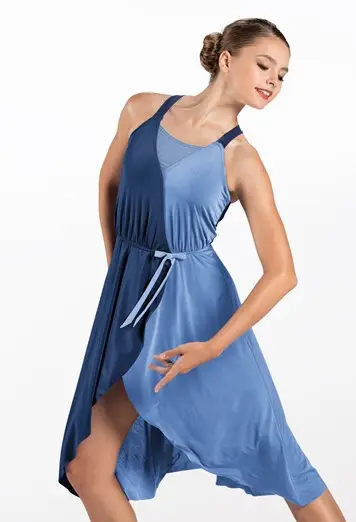Two Tone Midi Wrap Dress